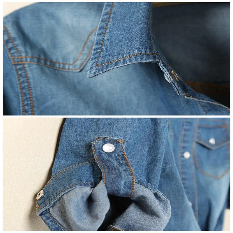 SAPPHIRE | Haut en denim cropped décontracté