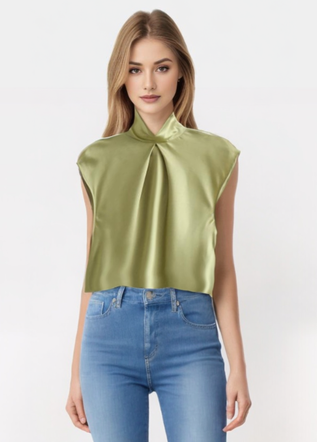 LYRA | Blouse sans manches en satin élégant