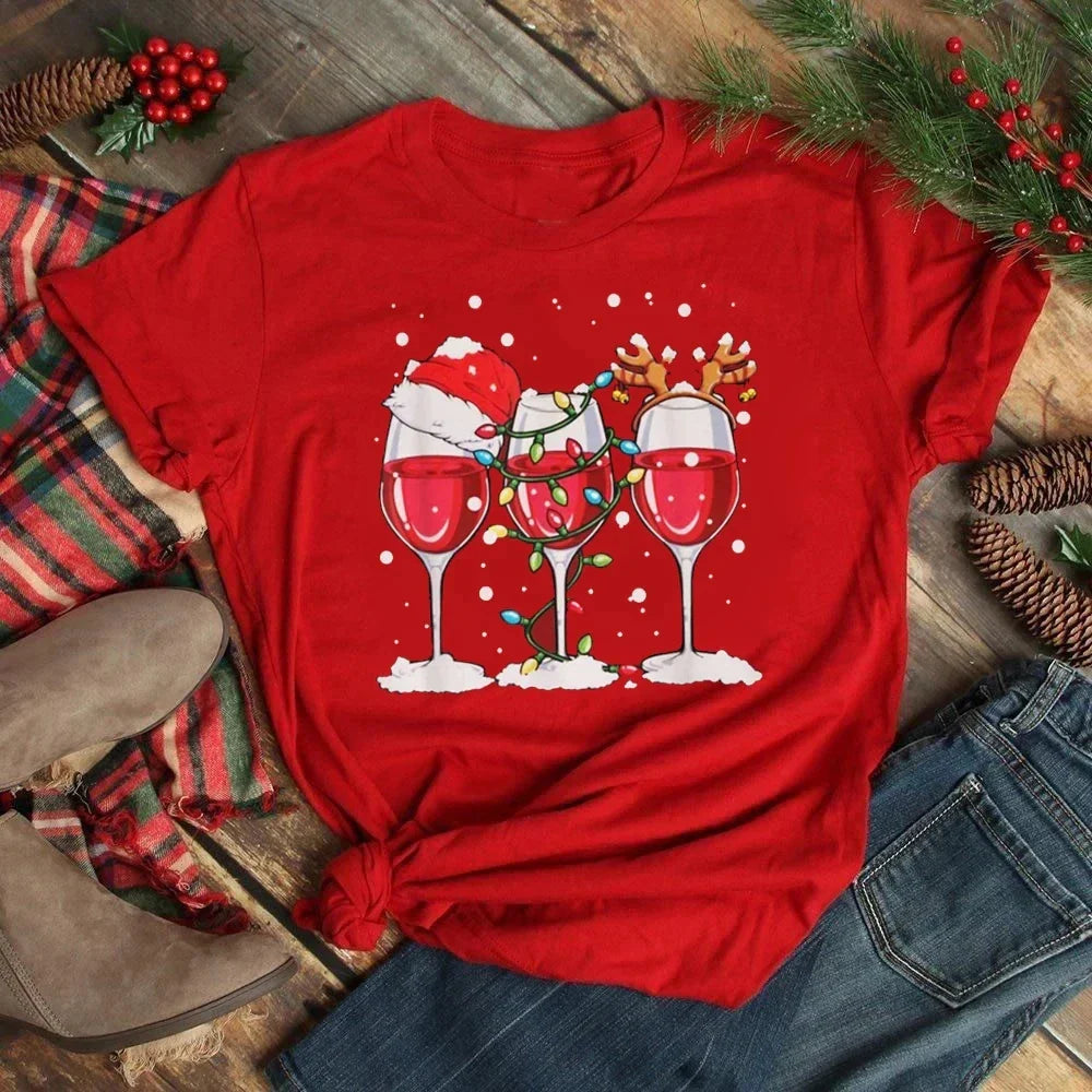 Caroline | Chemise de Noël avec verre à vin tendance