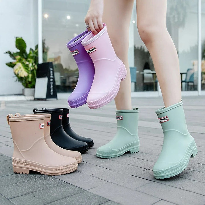 Léna | Bottes Mi-Hautes Imperméables – Élégance et Confort Sous la Pluie